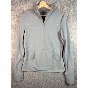 Zyia Active Womens 1/2 Zip Gray Large Pullover Kangaroo Pockets Thumbholes